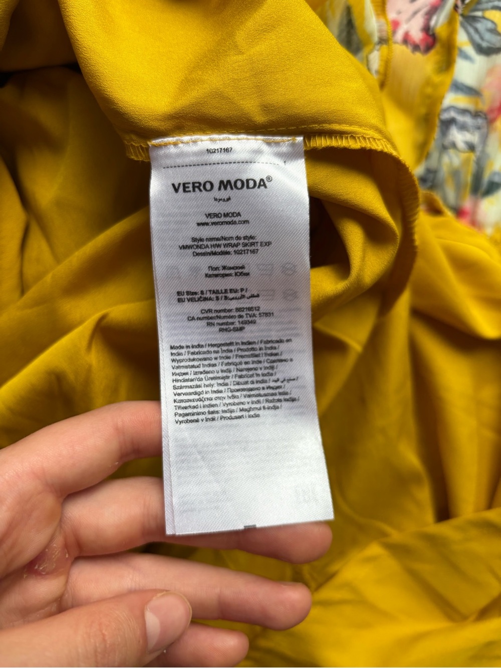 Vero moda yellow mustard floral wrap midi skirt ruffle boho cottagecore summer - Picture 6 of 14